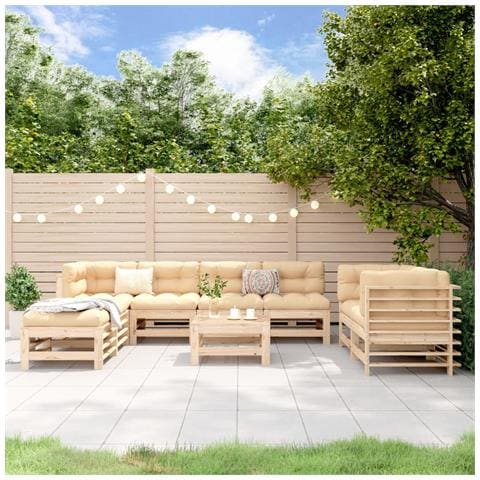 Set Salotto Da Giardino 9 Pz In Legno Massello Di Pino - Foto 1
