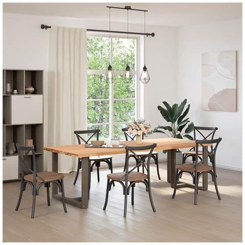 Gambe Tavolo Pranzo A T 2 Pz Naturale 90x35x(72-73) Cm Acciaio - Foto 2
