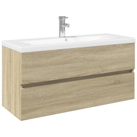 Set Mobili Da Bagno 2 Pz In Ceramica E Legno Multistrato - Foto 2