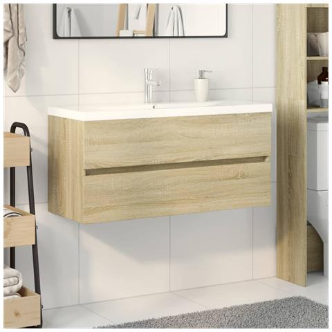 Set Mobili Da Bagno 2 Pz In Ceramica E Legno Multistrato - Foto 3