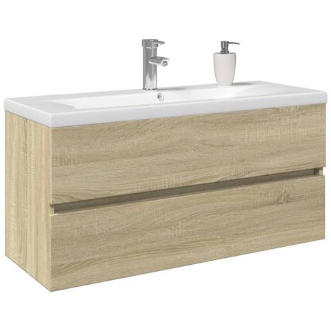 Set Mobili Da Bagno 2 Pz In Ceramica E Legno Multistrato - Foto 1