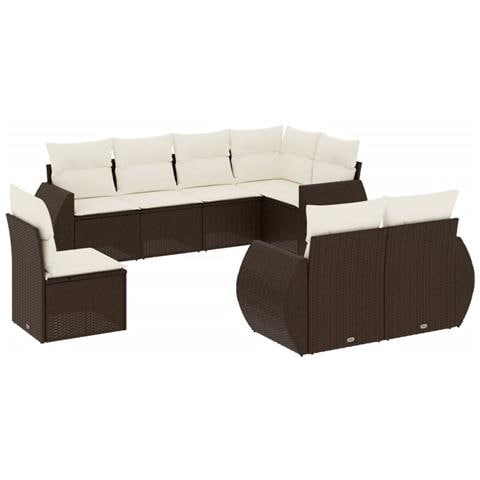Set Divani Da Giardino 8 Pz Con Cuscini Marrone In Polyrattan - Foto 2