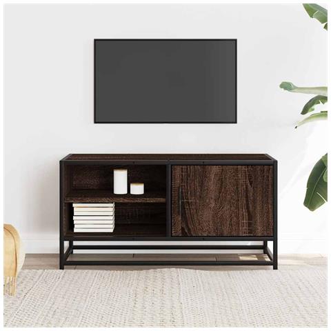 Mobile Tv Rovere Marrone 80x34,5x40cm Legno Multistrato Metallo - Foto 3