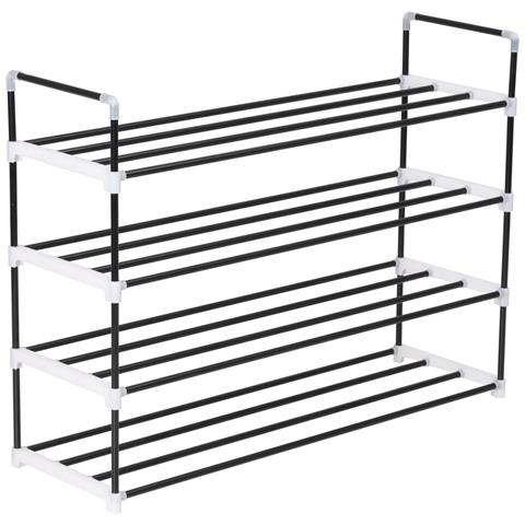 Scarpiera Con 4 Ripiani In Metallo E Plastica Nero - Foto 2