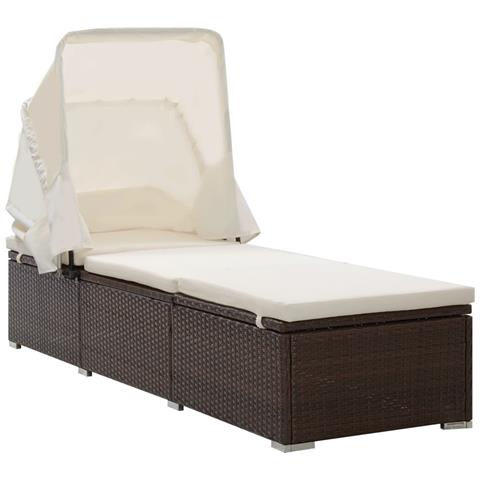 Lusso Casadino - Lettino Prendisole Baldacchino E Cuscino In Polyrattan Marrone - Foto 2