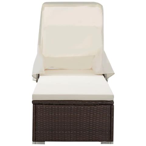 Lusso Casadino - Lettino Prendisole Baldacchino E Cuscino In Polyrattan Marrone - Foto 1