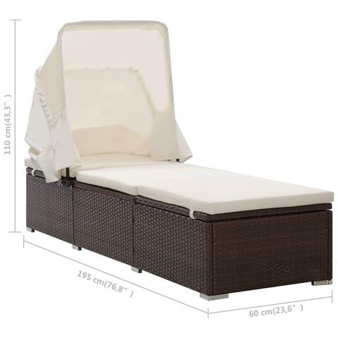 Lusso Casadino - Lettino Prendisole Baldacchino E Cuscino In Polyrattan Marrone - Foto 8