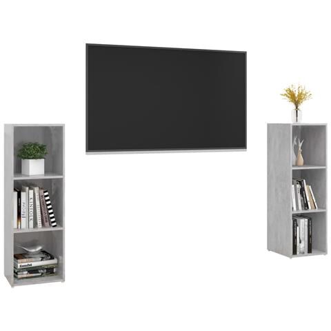 Mobili Tv 2 Pz Grigio Cemento 107x35x37 Cm In Legno Multistrato - Foto 2