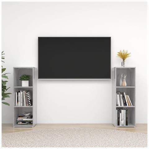 Mobili Tv 2 Pz Grigio Cemento 107x35x37 Cm In Legno Multistrato - Foto 8