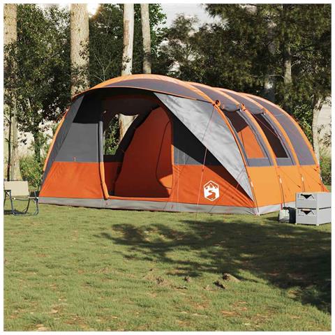Tenda da Campeggio a Tunnel per 5 Persone Grigio e Arancione - Foto 2