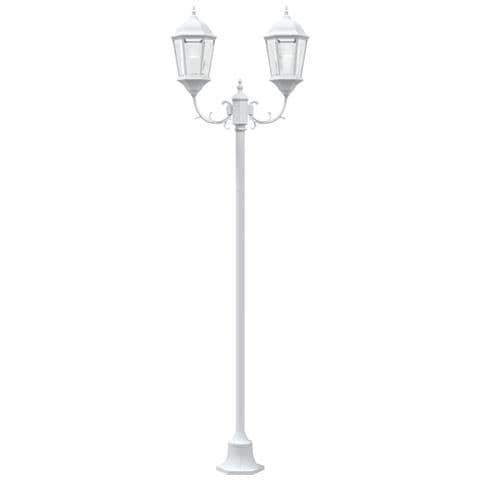 Palo da Giardino a 2 Lampade E27 Bianco 220 cm Alluminio - Foto 2