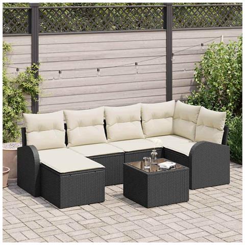 Set di Divani da Giardino in 6 Pezzi con Cuscini Rattan Polare Marrone - Foto 2