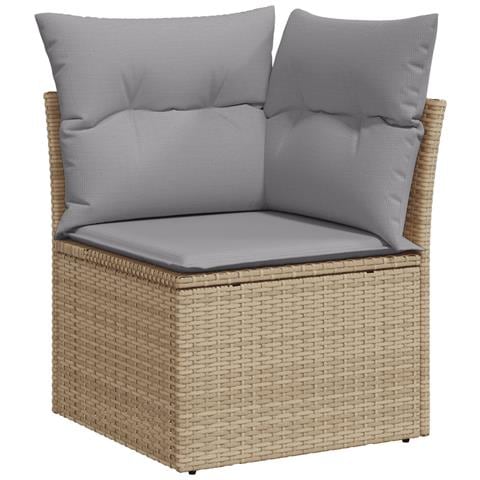 Set Divano da Giardino 9 Pezzi con Cuscini Rattan Polietilene Beige, Set Divano da Giardino 2 Posti con Cuscini Rattan Polietilene Beige - Foto 8