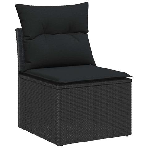 Set Divano da Giardino 7 Pezzi con Cuscini Nero Polyrattan Acacia - Foto 1