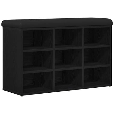 Panchina di stoccaggio  Nero Rovere 80x30x48 cm Legno ingegnerizzato - Foto 1