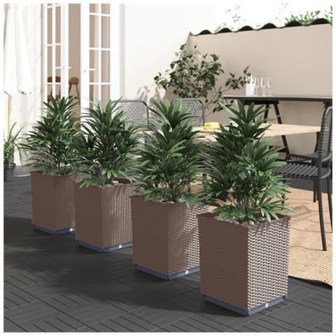 Fioriere 4 pz Marroni 30x30x37 cm in Polipropilene - Foto 2