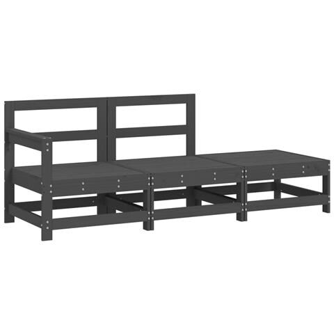 Set Salotto da Giardino 3 pz Grigio in Legno Massello di Pino - Foto 1