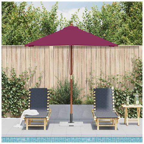 Ombrellone Da Esterni Palo In Legno 150x200 Cm Rosso Bordeaux - Foto 2