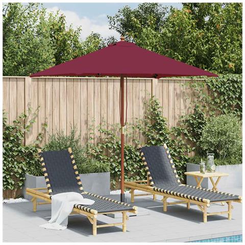 Ombrellone Da Esterni Palo In Legno 150x200 Cm Rosso Bordeaux - Foto 8