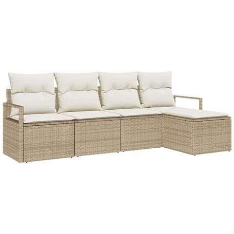Set Divano da Giardino con cuscino 5 pcs Beige e Crema - Foto 1