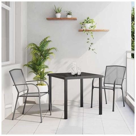 Set da Pranzo per Giardino 3 pcs Antracite Acciaio - Foto 2