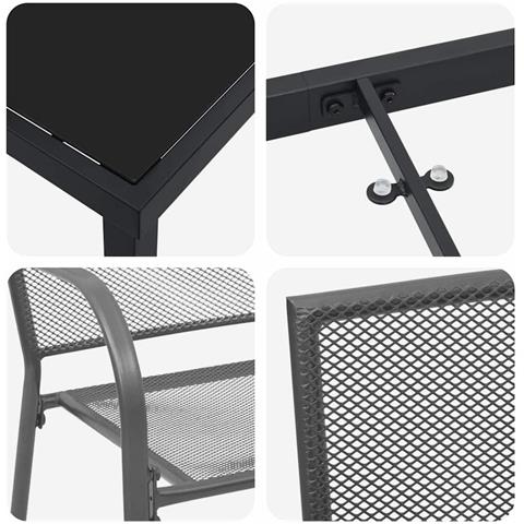 Set da Pranzo per Giardino 3 pcs Antracite Acciaio - Foto 9