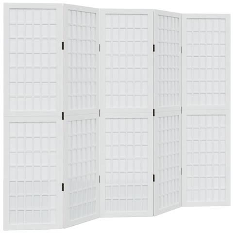 Divisorio Ambienti 5Pannelli Bianco Legno Massello di Paulownia - Foto 1