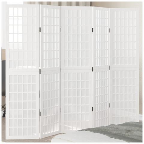 Divisorio Ambienti 5Pannelli Bianco Legno Massello di Paulownia - Foto 2