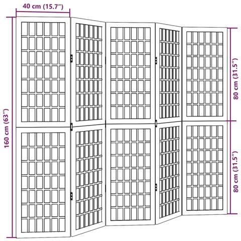 Divisorio Ambienti 5Pannelli Bianco Legno Massello di Paulownia - Foto 8