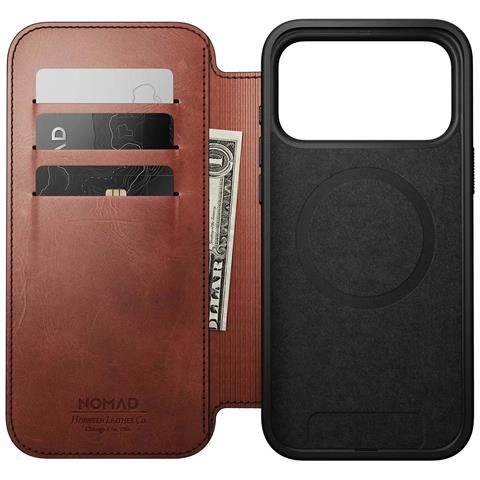 Custodia A Portafoglio Per Iphone 17 Pro Max Magsafe In Pelle Horween Serie Modern, Marrone - Foto 5