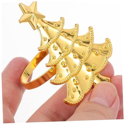 Anelli Per Tovaglioli Albero Di Natale (set Da 6) - Decorazioni Festive In Lega Di Zinco Dorato - Foto 2