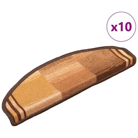 Tappetini per Scale Autoadesivi 10pz 65x21x4 cm Marroni - Foto 1