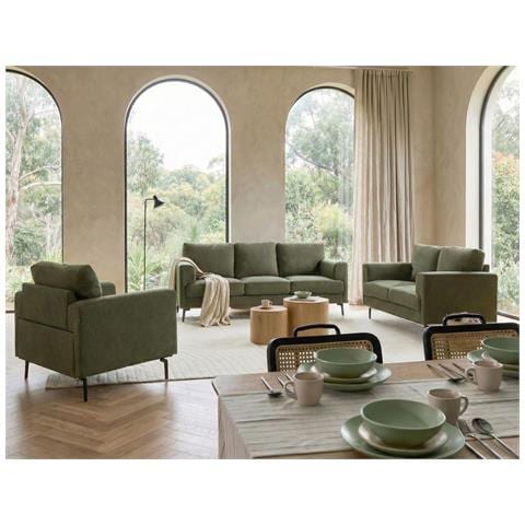Set Da Salotto 6 Posti Lousto Tessuto Verde - Foto 1