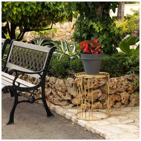 Fioriera In Metallo Giallo 39x39x48h - Foto 2