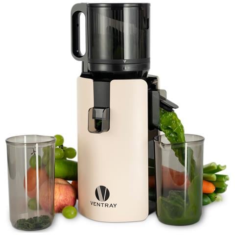Estrattore di Succo a Freddo, Estrattore Lento a Bocca Larga da 120mm, Sistema a Doppia Filtrazione per Alta Resa di Succo, Senza BPA, 250W, Capacità 1.2L - Avorio - Foto 7