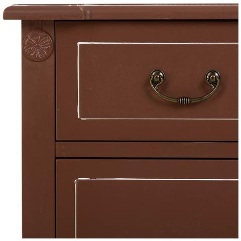 Cassettiera In Legno Marrone E Rattan 88x38x72h - Foto 8
