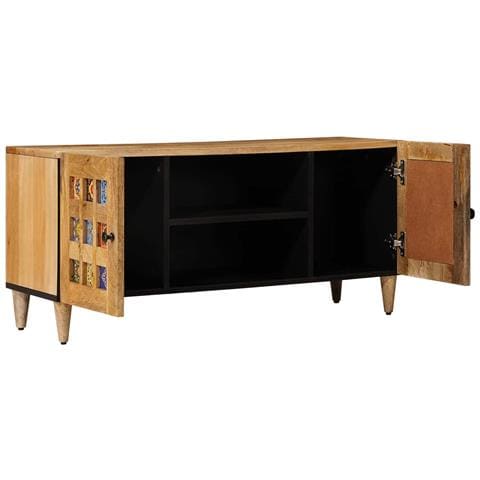 Mobile TV Naturale 105 x 33,5 x 46 cm Legno di mango massello - Foto 2
