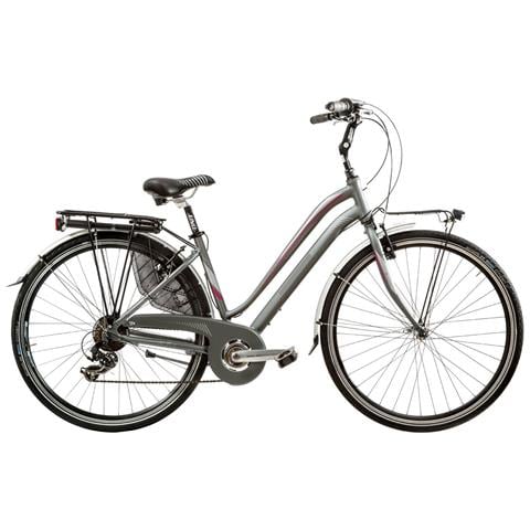 Bici Da Donna Misura 28 City Bike Bicicletta Aura7v Linea Aura Telaio In Alluminio Cambio 7v Completa Di Accessori E Luci A Led - 44 Titanio Opaco Fuxia - Foto 1
