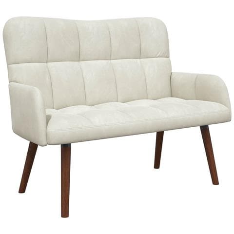 Sofa a Due Posti Crema 115 x 61 x 87 cm Velluto - Foto 1