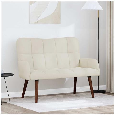 Sofa a Due Posti Crema 115 x 61 x 87 cm Velluto - Foto 2