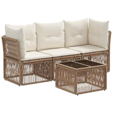 Set Divano da Giardino 4 pcs Beige polyrattan - Foto 1