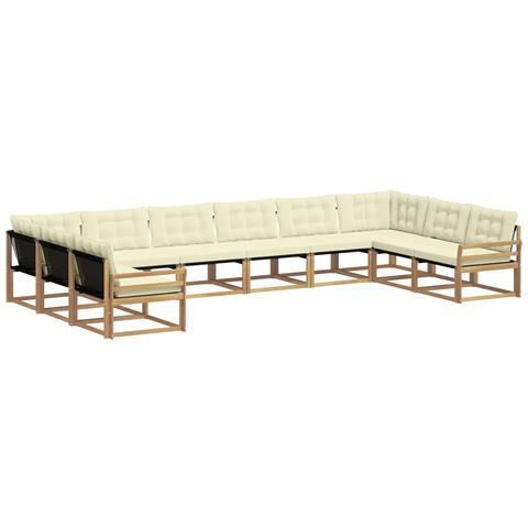 Set di divani da esterno con cuscino 10 pcs Bianco e Crema - Foto 1