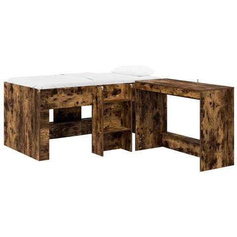 Letto alto per bambini con scrivania 2 pz Rovere Fumo - Foto 1