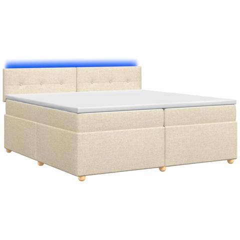 Letto box spring con materasso Crema 200 x 200 cm Tessuto - Foto 1