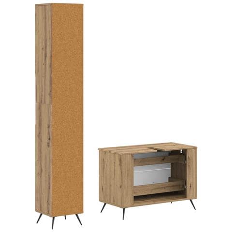 Set di Armadi da Bagno da 2 Pezzi BREDA Rovere Artigianale - Foto 2