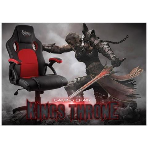 Poltrona Ufficio Sportiva Da Gioco Gaming Kings Throne Ecopelle Nera Rossa - Foto 6