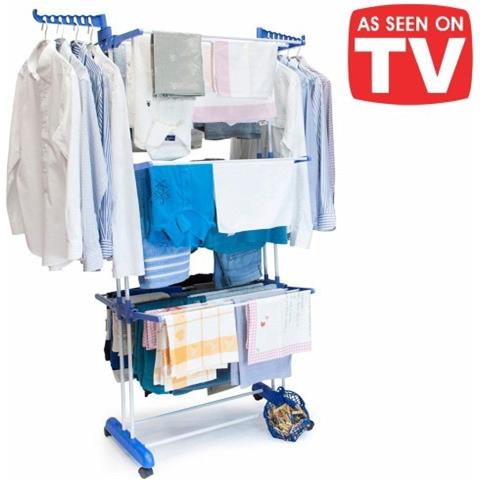 Loyalprice Grande Stendino Richiudibile Stendibiancheria Verticale Su Tre Livelli Con Ruote CN11729