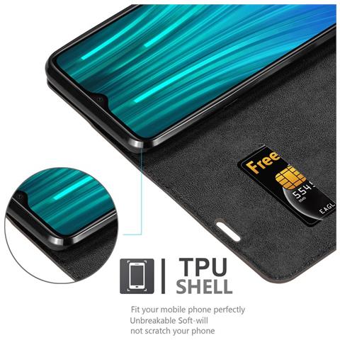 Custodia Compatibile Con Xiaomi Redmi Note 8 Pro In Bruno Caffè - Coperchio Protettiva Con Chiusura Magnetica, Funzione Stand E Tasca Per Le Carte - Foto 5