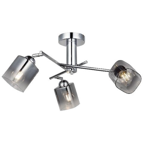 Lampada A Soffitto Flat - Plafoniera - Da Parete - Cromo In Metallo, Vetro, 70 X 70 X 30 Cm, 3 X E27, Max 40w - Foto 1