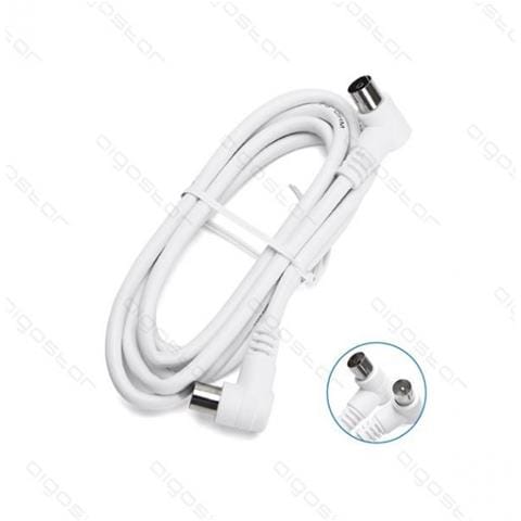 Cavo Antenna Tv 1,5mt Ad Angolo Retto 90 Gradi Maschio / femmina Bianco Certificazione Ce - Connettore Spinotto Ad Angolo - Foto 2